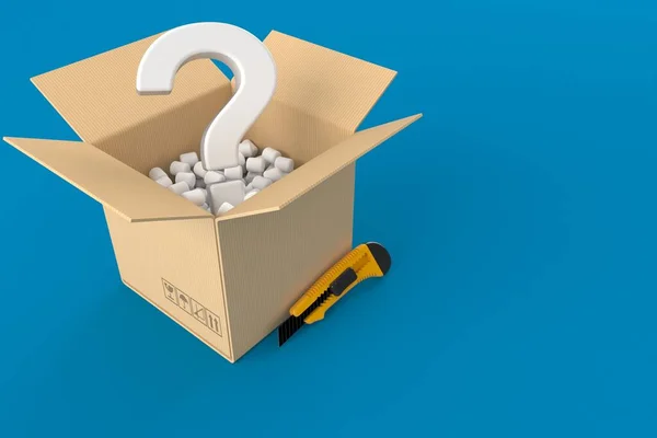Otwarte pudełko ze znakiem zapytania — Zdjęcie stockowe