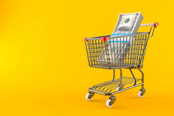 Carro de compras con dólares —  Fotos de Stock