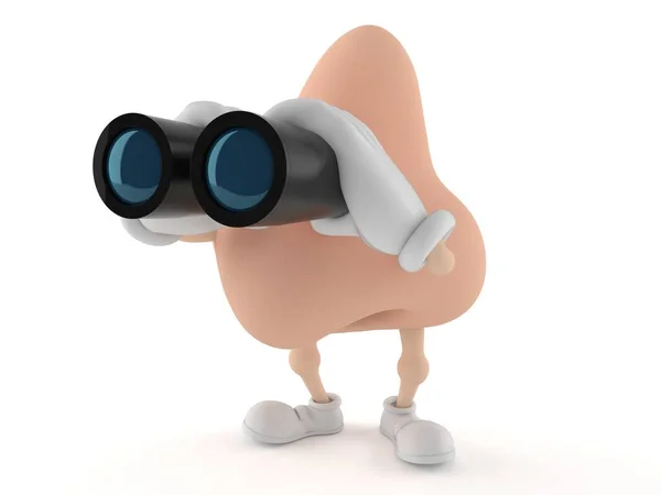 Nose character looking through binoculars — Stock Photo, Image