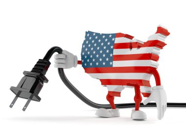 Usa karakteri elektrik kablosu tutuyor