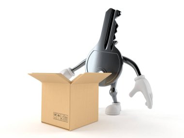 Açık karton kutulu kapı anahtarı karakteri