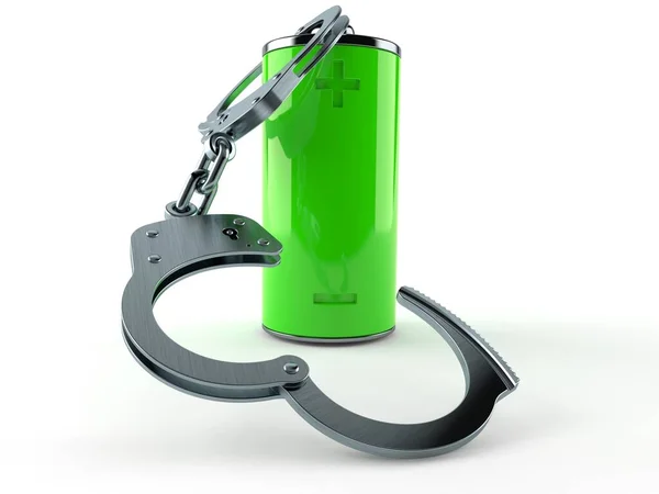 Зелена батарея з наручниками — стокове фото