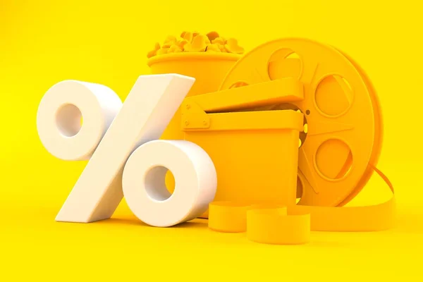 Fundo de cinema com símbolo percentual — Fotografia de Stock