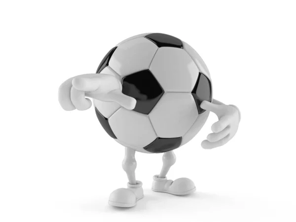 Soccer ball character pointing finger — ストック写真