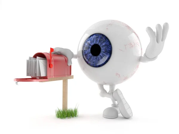 Personagem de bola de olho com caixa de correio — Fotografia de Stock