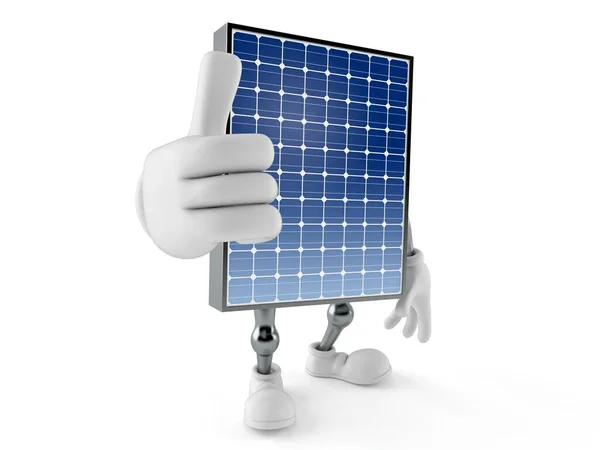 Personagem de painel fotovoltaico com polegares para cima — Fotografia de Stock
