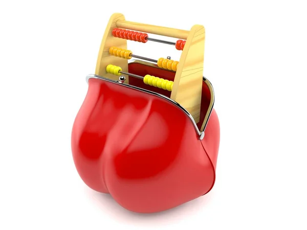 Holzabakus in roter Handtasche — Stockfoto