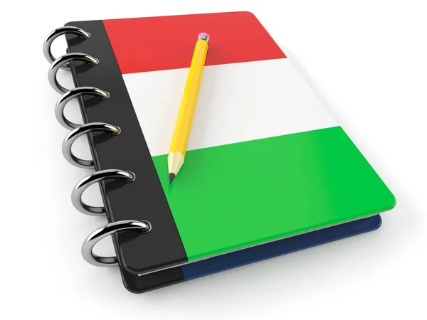 Bloco de notas com bandeira húngara — Fotografia de Stock