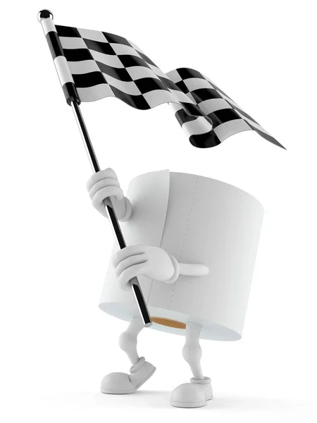 Papel higiénico carácter ondeando bandera de carrera —  Fotos de Stock