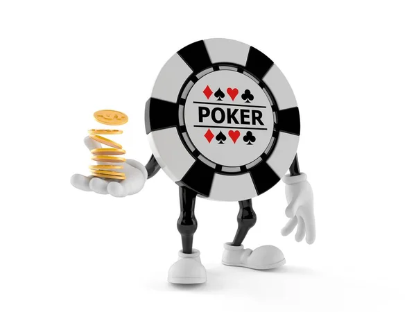 Gioco d'azzardo personaggio chip con pila di monete — Foto Stock