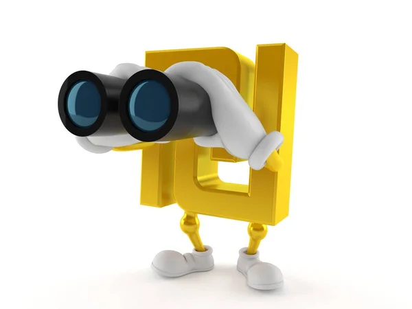 Shekel character looking through binoculars — Stock Photo, Image