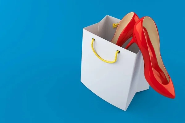 Red heels inside shopping bag