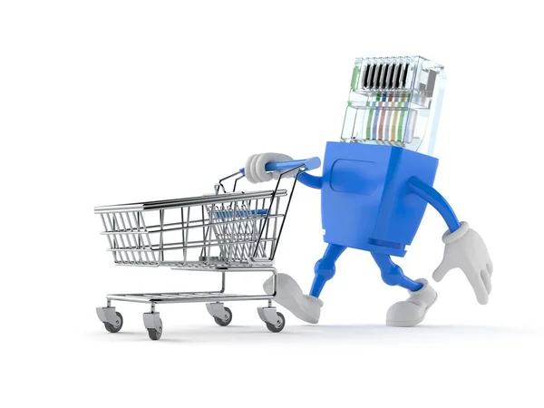 Network character with shopping cart — ストック写真