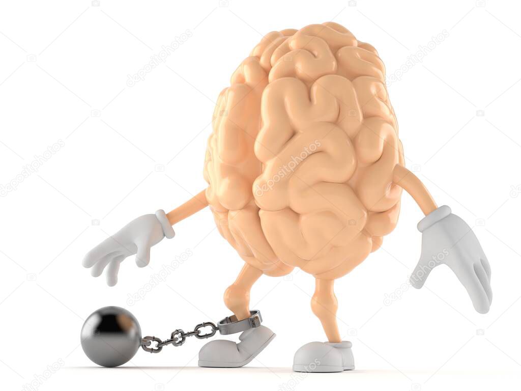 Brain character with prison ball