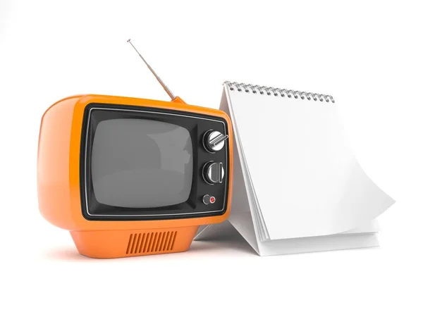 Old TV set with blank calendar — Stock Photo, Image