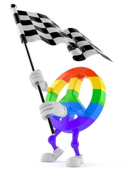 Símbolo de paz carácter ondeando bandera de carrera —  Fotos de Stock