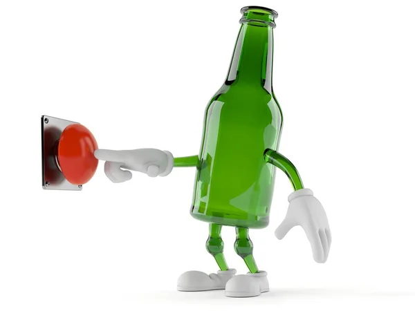 Groene glazen fles karakter drukken op een knop — Stockfoto