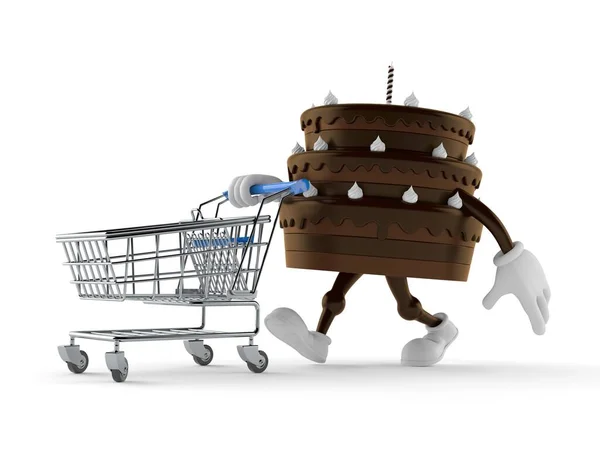 Cake character with shopping cart — ストック写真