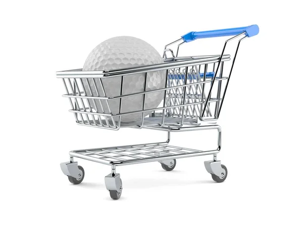 Golf ball with shopping cart — Stock Photo, Image