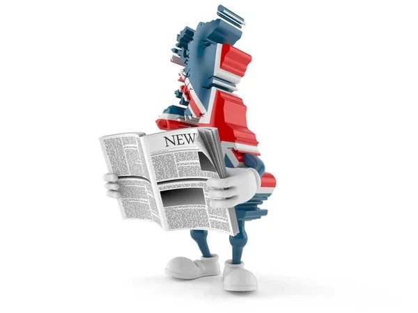UK character reading newspaper — Stock Photo, Image