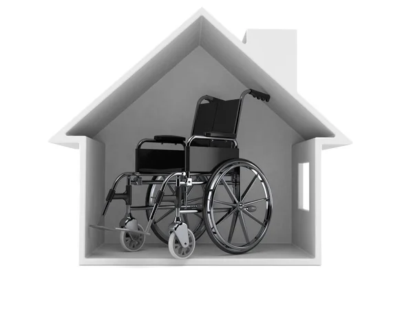 Invalidní vozík v průřezu domu — Stock fotografie
