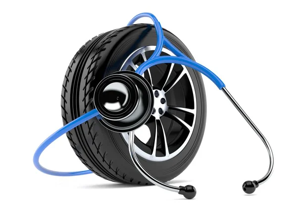 Neumático de coche con estetoscopio —  Fotos de Stock
