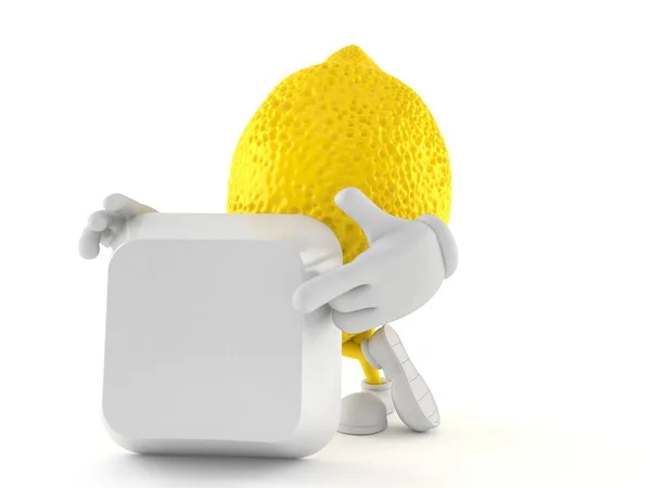 Lemon character with blank keyboard key — ストック写真