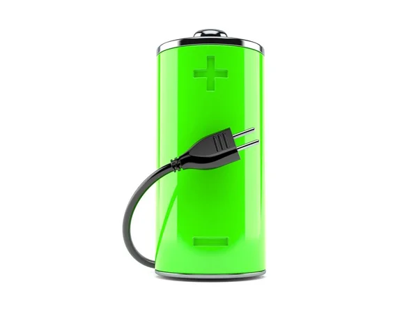 Groene batterij met elektrische kabel — Stockfoto