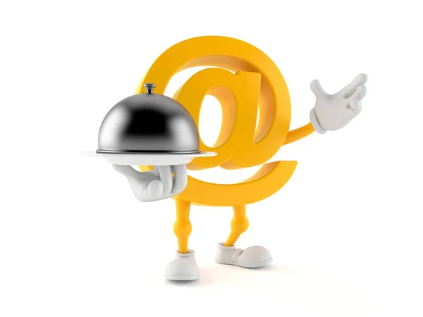 Personagem de e-mail segurando cúpula de catering — Fotografia de Stock