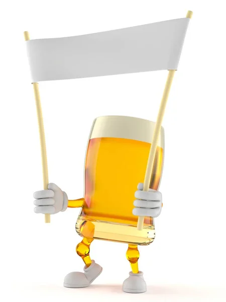 Boş afiş taşıyan bira karakteri — Stok fotoğraf