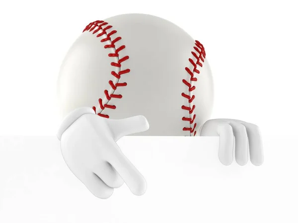 Baseball karaktär bakom vit vägg — Stockfoto