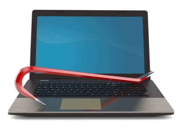 Łom z laptopem — Zdjęcie stockowe