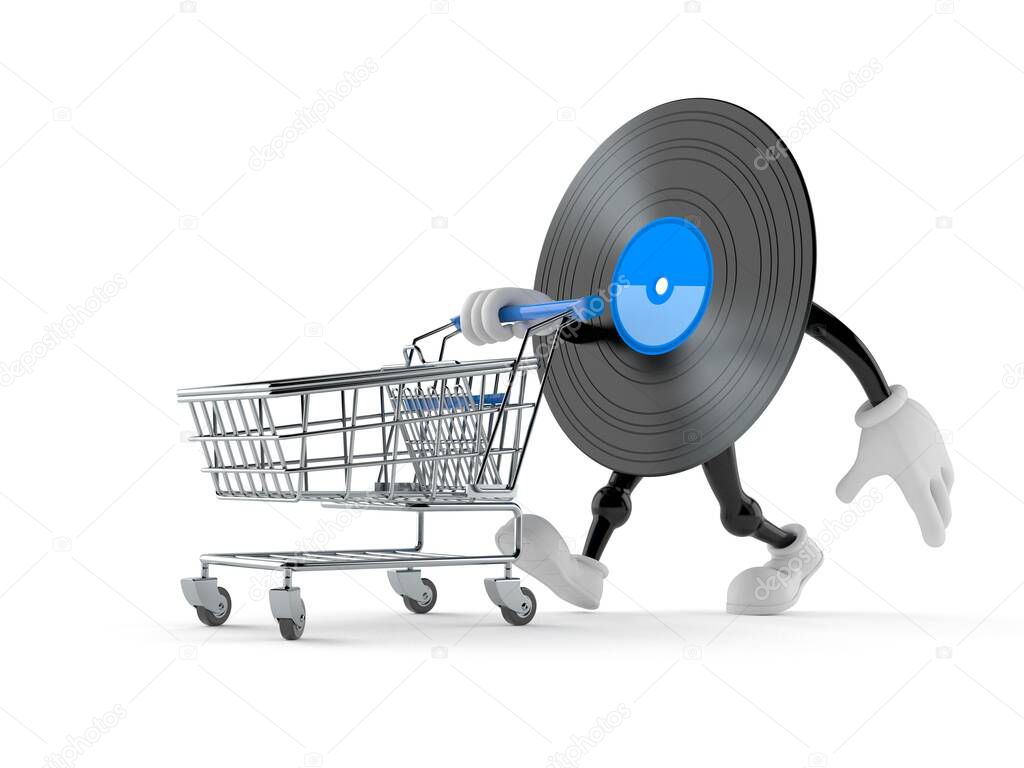 Vinyl character with shopping cart