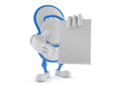 Bebek manken karakteri elinde boş kağıt tutuyordu.