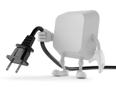 Elektrik kablosu tutan bilgisayar anahtarı karakteri