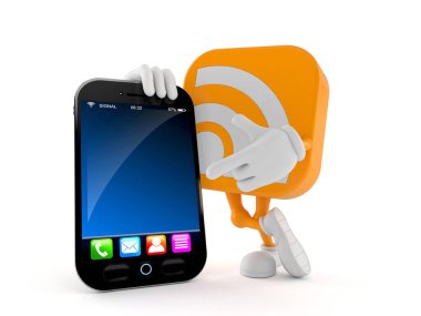 Akıllı telefonlu bir karakter.