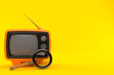 Büyüteci olan eski bir televizyon.