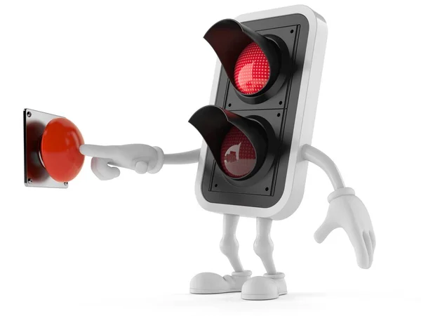 Piros közlekedési lámpa karakter nyomógomb — Stock Fotó