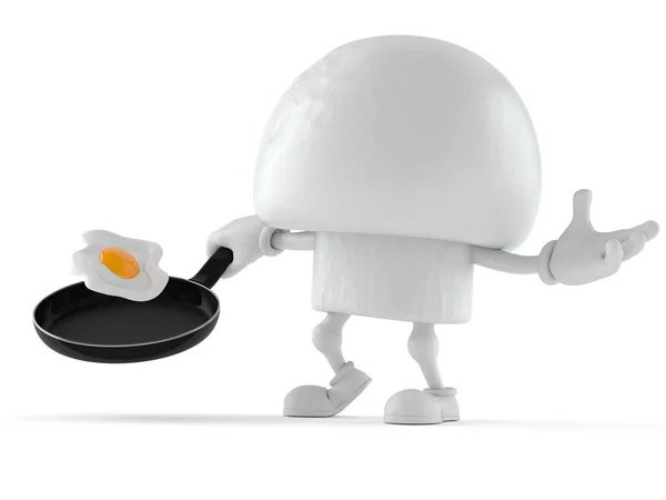 Champignon character holding frying pan — Stock Photo, Image