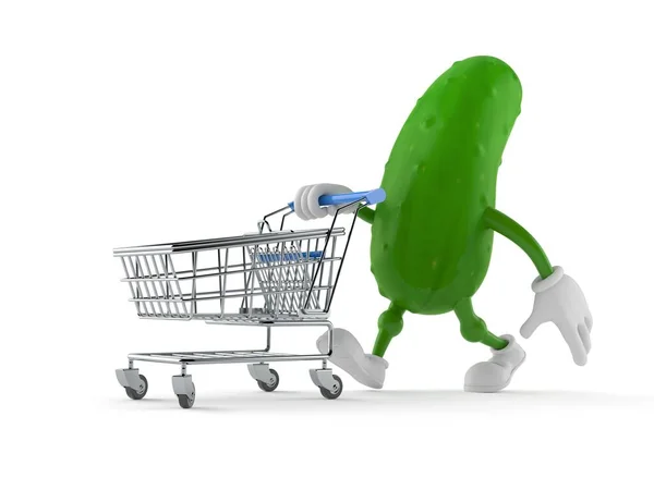 Carácter pepino con carrito de compras — Foto de Stock