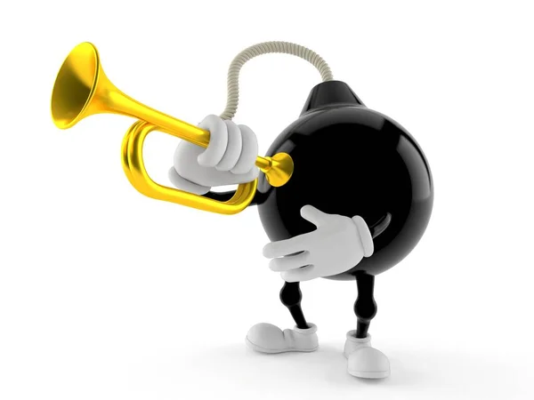 Personagem de bomba tocando trompete — Fotografia de Stock