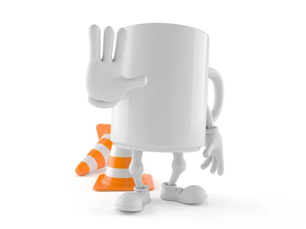 Mug character with stop gesture — Stock Photo, Image