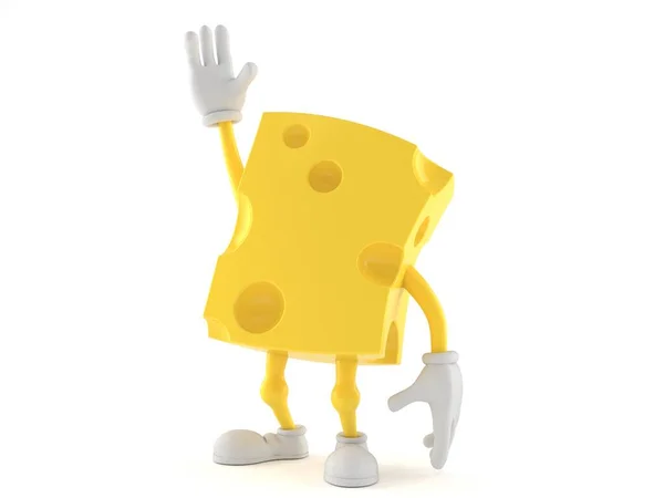Caráter de queijo com mão para cima — Fotografia de Stock