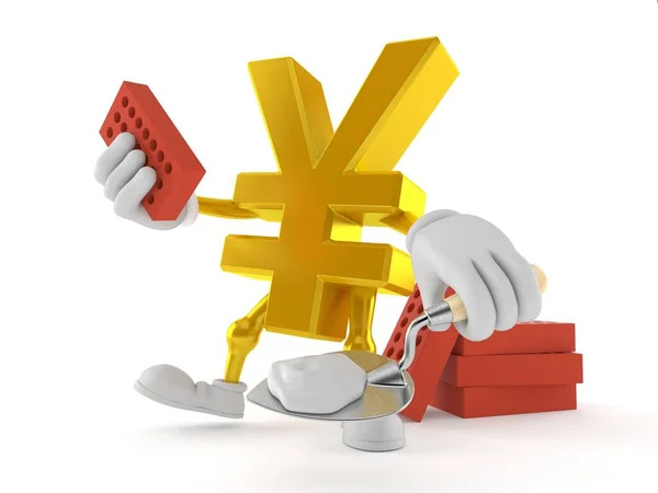 Yen postać z kielni i cegieł — Zdjęcie stockowe
