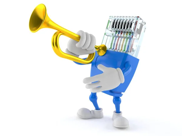 Personaje de red tocando la trompeta —  Fotos de Stock