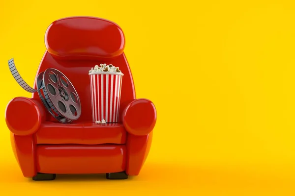 Sessel mit Popcorn und Filmrolle — Stockfoto