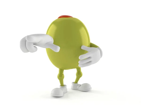 Olive character pointing finger — Stock Photo, Image