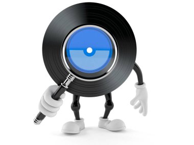 Vinil karakter büyüteçten bakıyor.