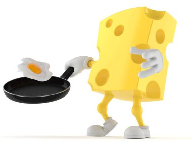 Peynir karakteri kızartma tavasını tutuyor