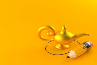 Magic lamp with pencil clipart